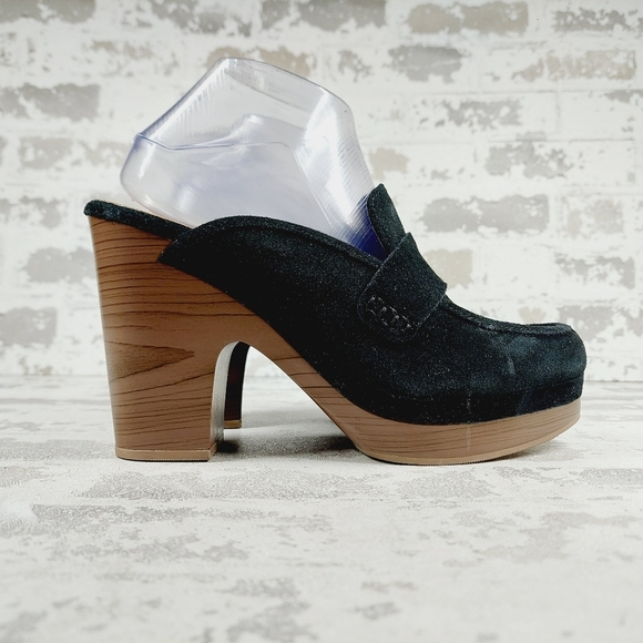NEW Splendid Vina Black Suede Platform Loafer Clogs W1014 - Picture 5 of 13